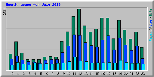 Hourly usage for July 2016